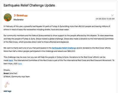 Earthquake Challenge Update