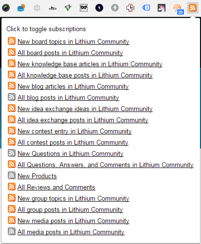 RSS feeds from the Lithium Community