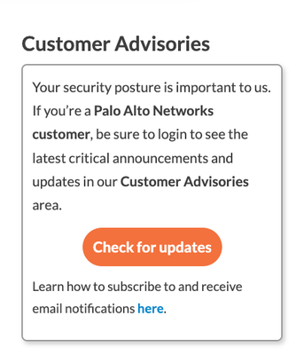 Customer Advisories