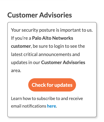 Customer Advisories