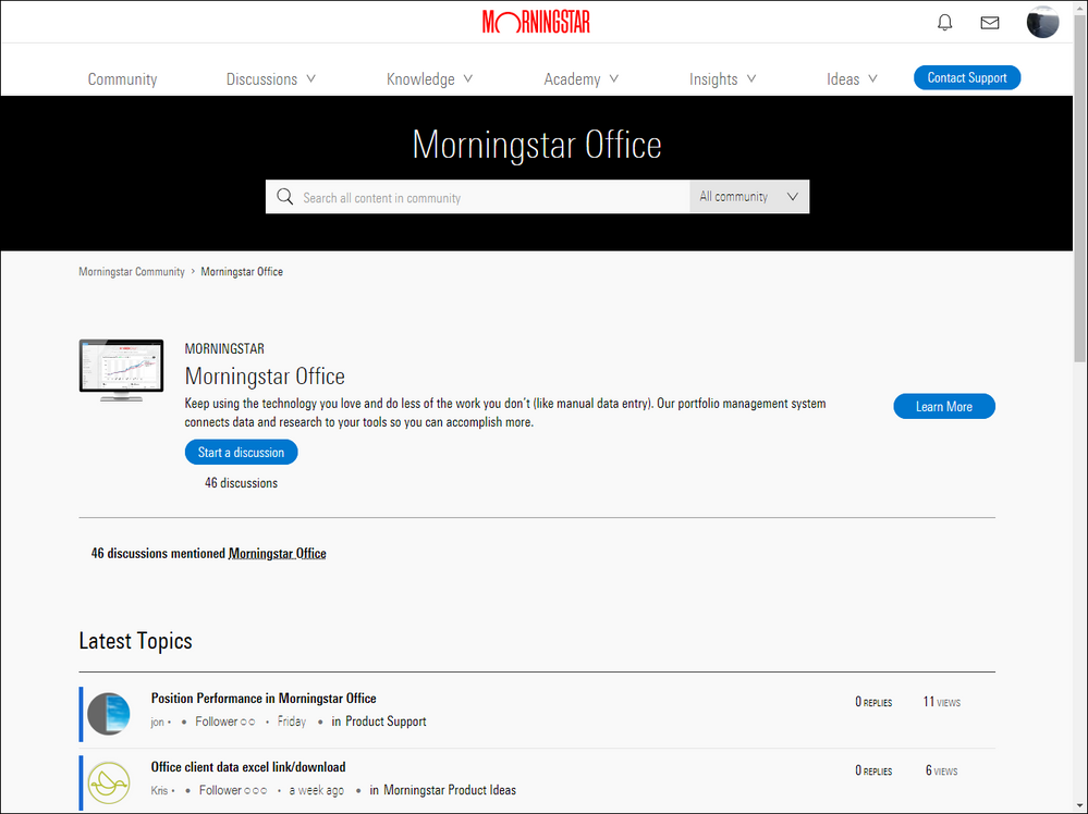 Morningstar Office product page
