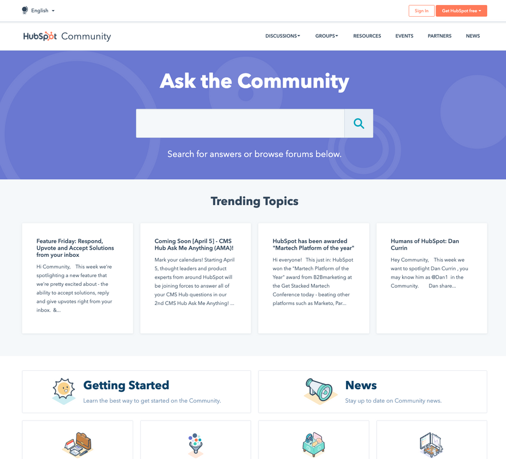 Hubspot Community Home Page
